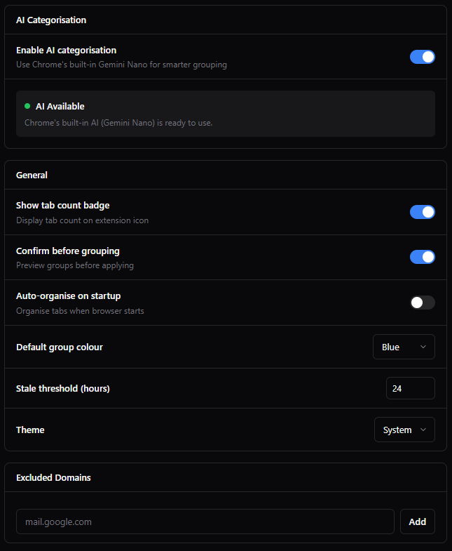 AI & General Settings